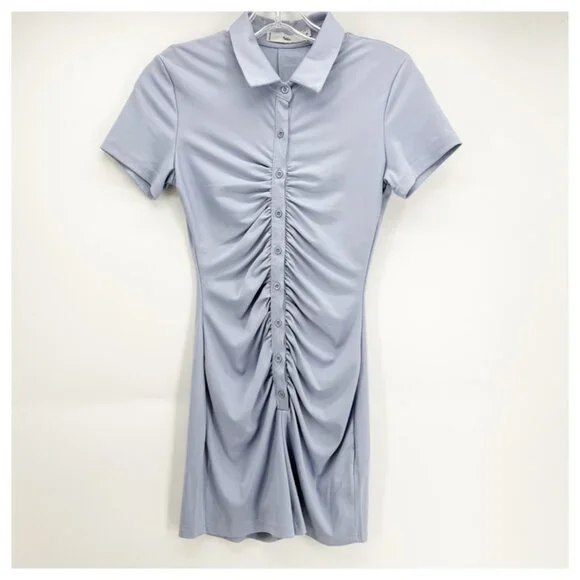 Adika Romper Playsuit Ruched baby blue S - Picture 2 of 9